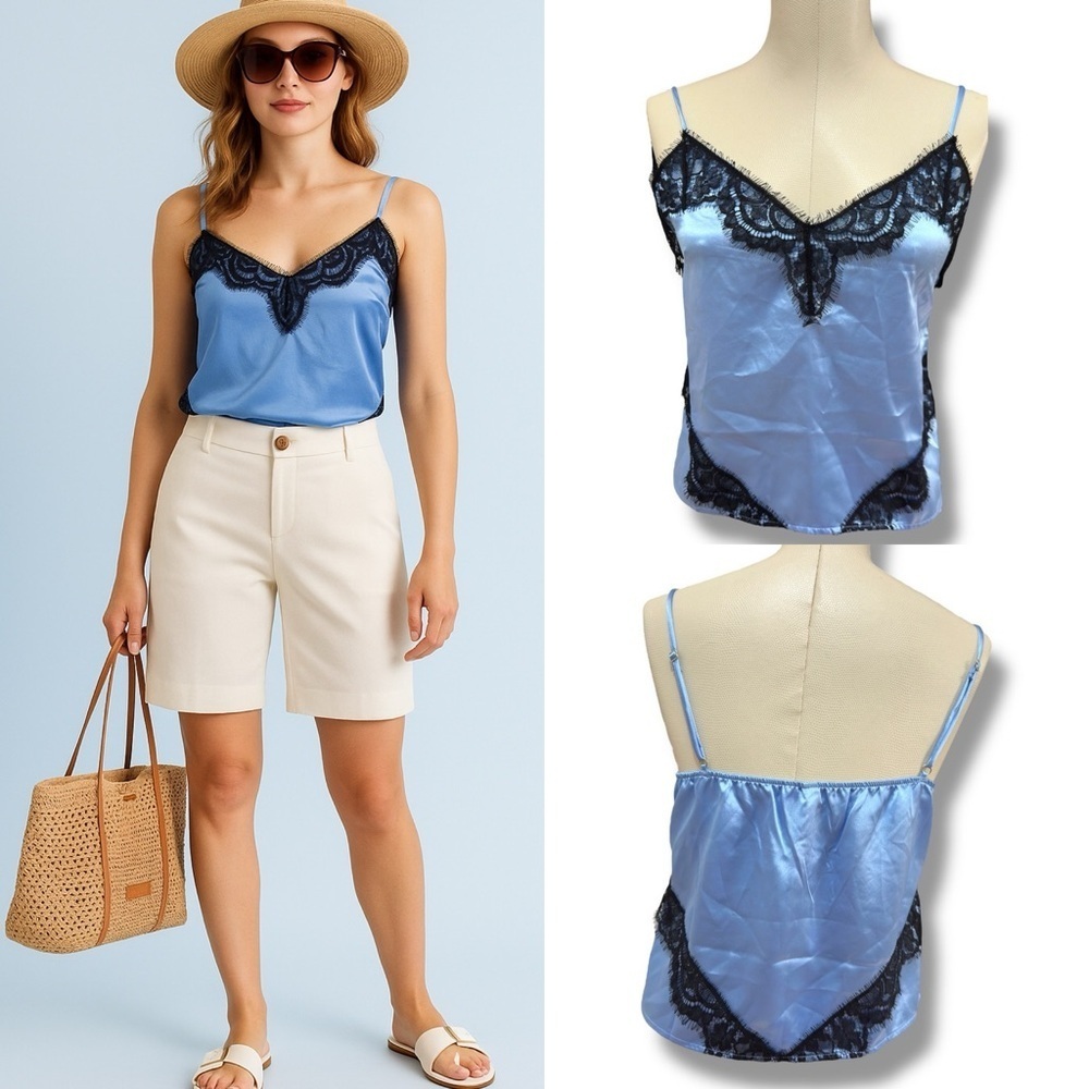 219 H&M Divided | NWOT Turkey Lace-Trim Satin Cami Top (size S)